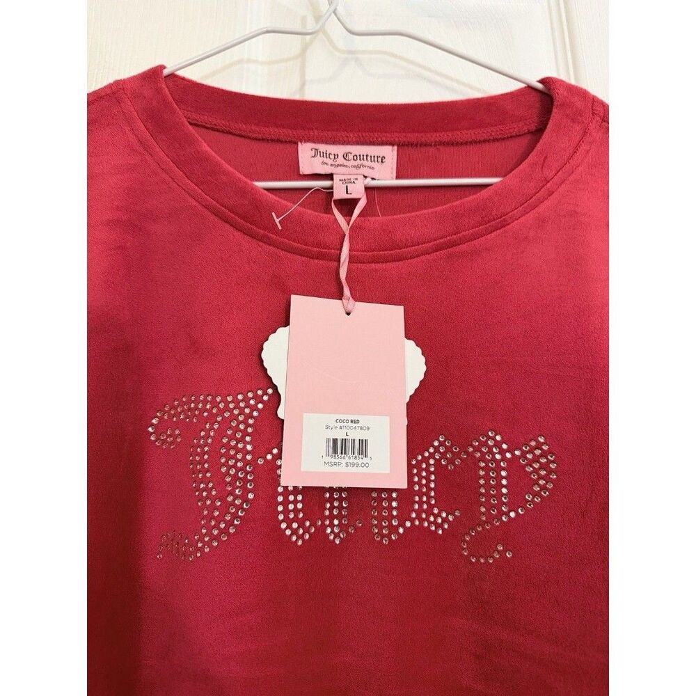 NWT Juicy Couture Big Bling Velour Tracksuit Set in Coco Red - Picture 4 of 11